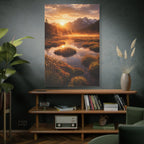 Golden Sunrise Over Alpine Bog – Canvas Wall Art | Beautiful Landscape