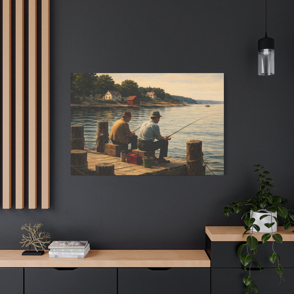 On Canvas | Fishing at sunset on the pier | Quiet Friendship