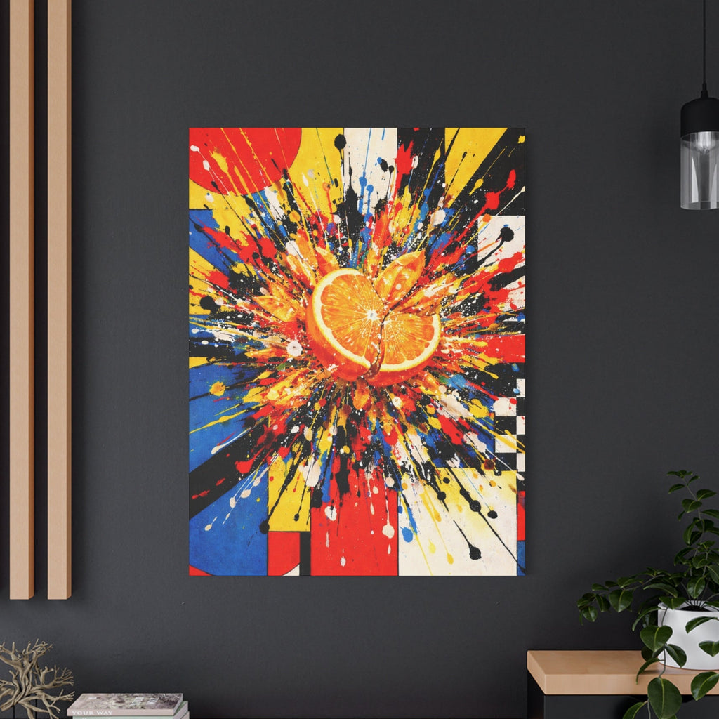 Matte Canvas | Orange Slice Explosion | Bauhaus blended with Pollock