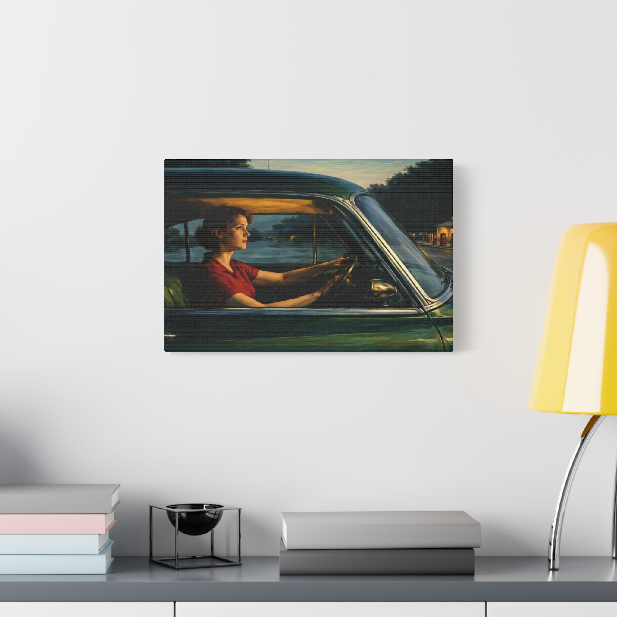 Stretched Canvas | Contemplation at twilight in the car | Homage to Hopper