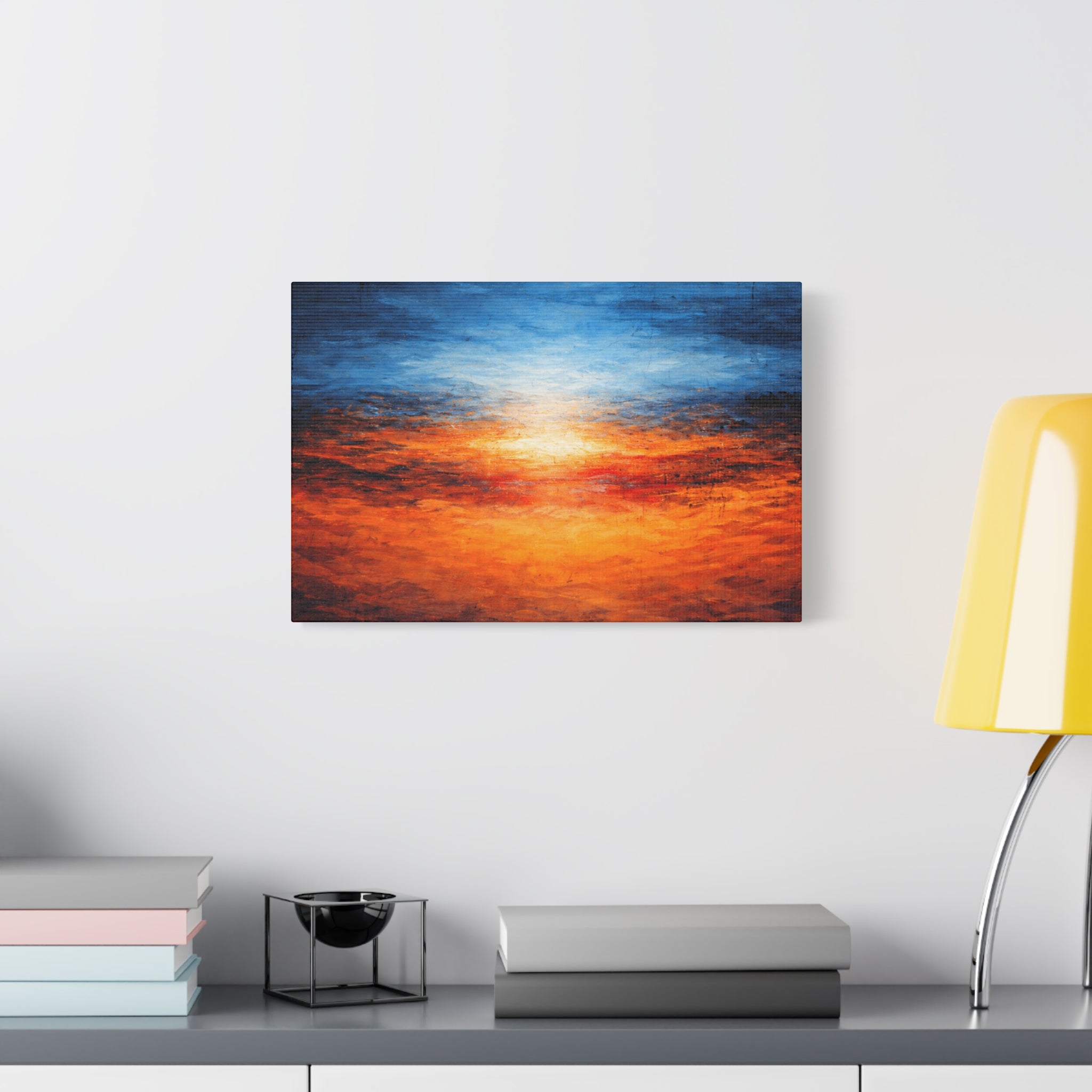 Blue Horizon Fire | Abstract Expressionist Art | Matte Stretched Canvas