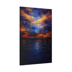 Abstract Sunset Canvas Art | Large Blue & Orange Seascape Wall Art | Modern Office | Living Room Statement | Textured Coastal Decor