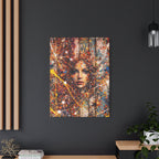 Matte Canvas | Abstract Splatter Portrait on distressed board.