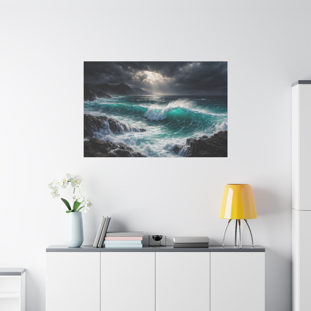 Dramatic Turquoise Ocean Waves Canvas Wall Art | Towering waves Seascape