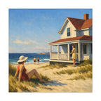 Beach House Wall Artwork | Edward Hopper Inspired Coastal Canvas Art