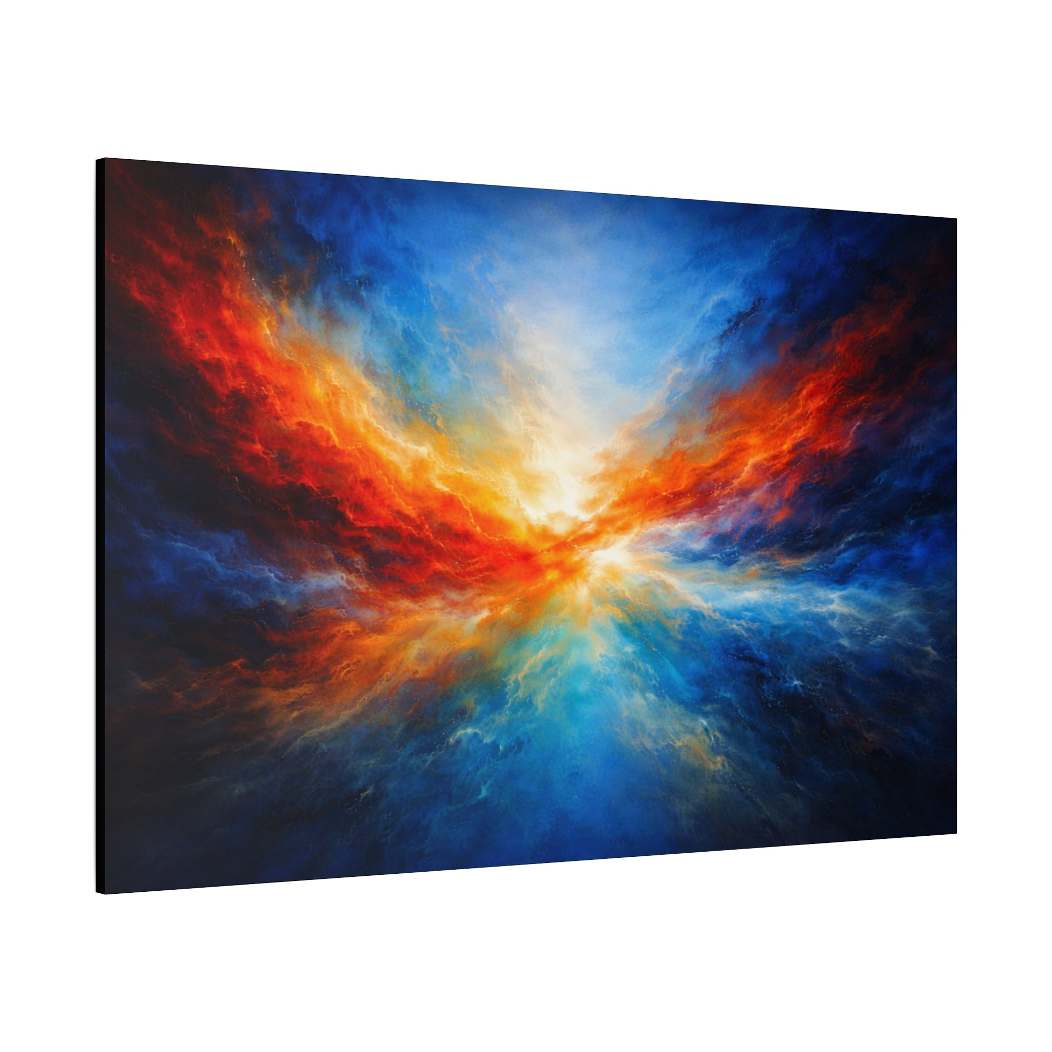 Abstract Cosmic Burst Matte Canvas | Vibrant Blue & Orange Wall Art
