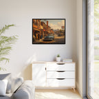 Framed Canvas | Golden Hour on Main Street | Mid Century American Realist Image