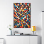 Abstract Stained Glass Swirl Canvas | Abstract Spiral Canvas Wall Art | Modern Colorful Geometric Artwork