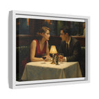 Framed Matte Canvas | Intimate evening in a dim restaurant | Edward Hopper Homage