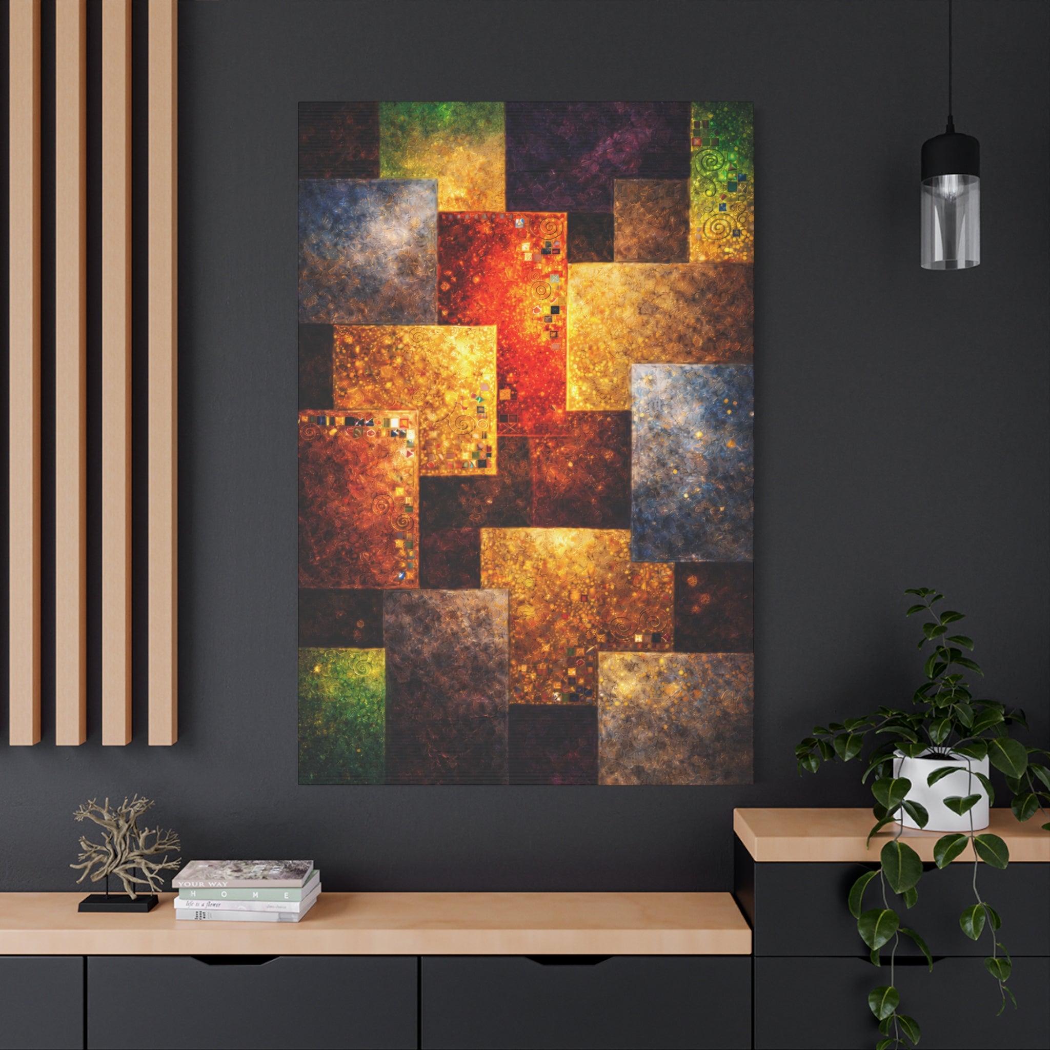Golden Radiance Klimt-Inspired Mosaic | Abstract Wall Art | Modern statement piece with timeless Art Nouveau influence.