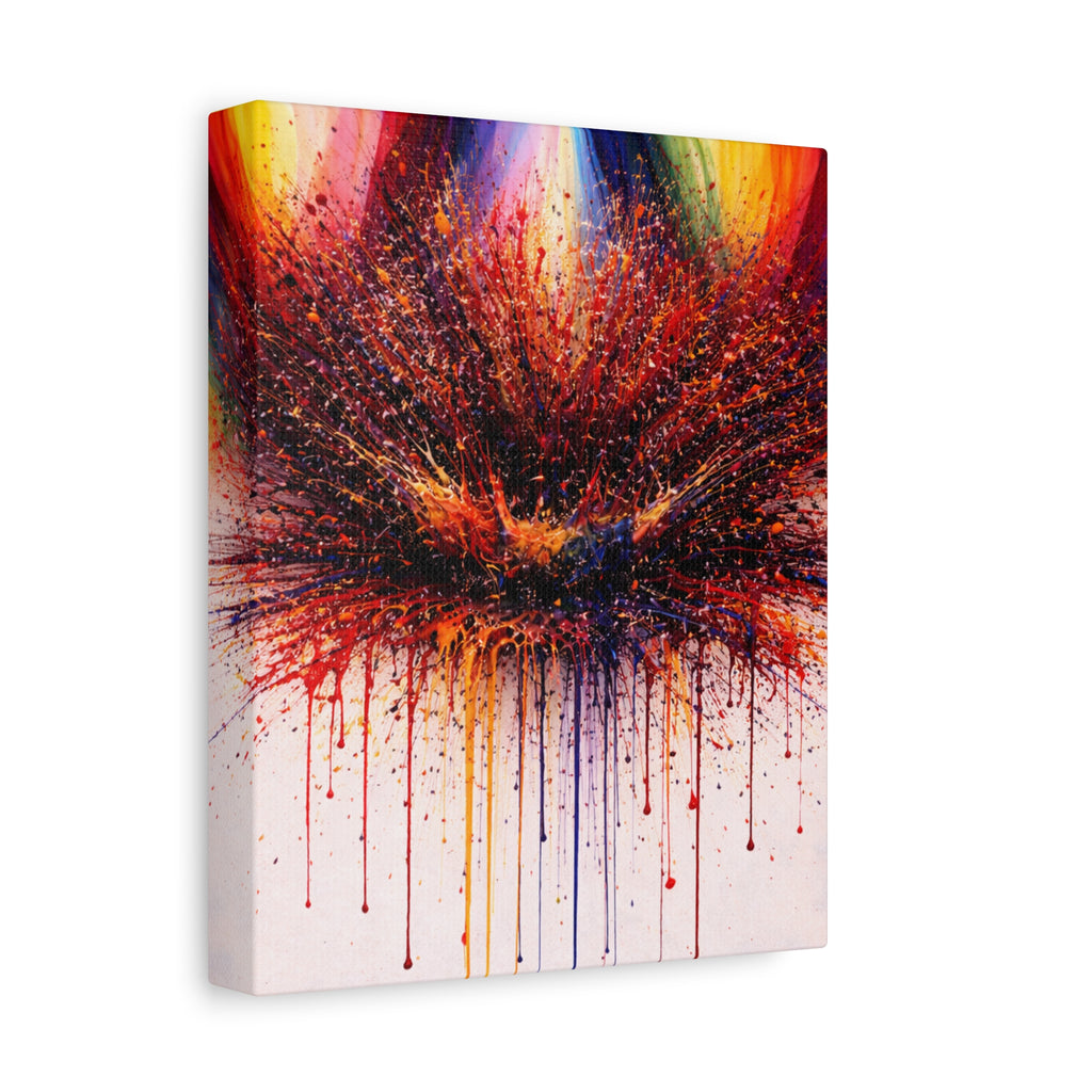 Abstract art canvas with vibrant colors on a white background