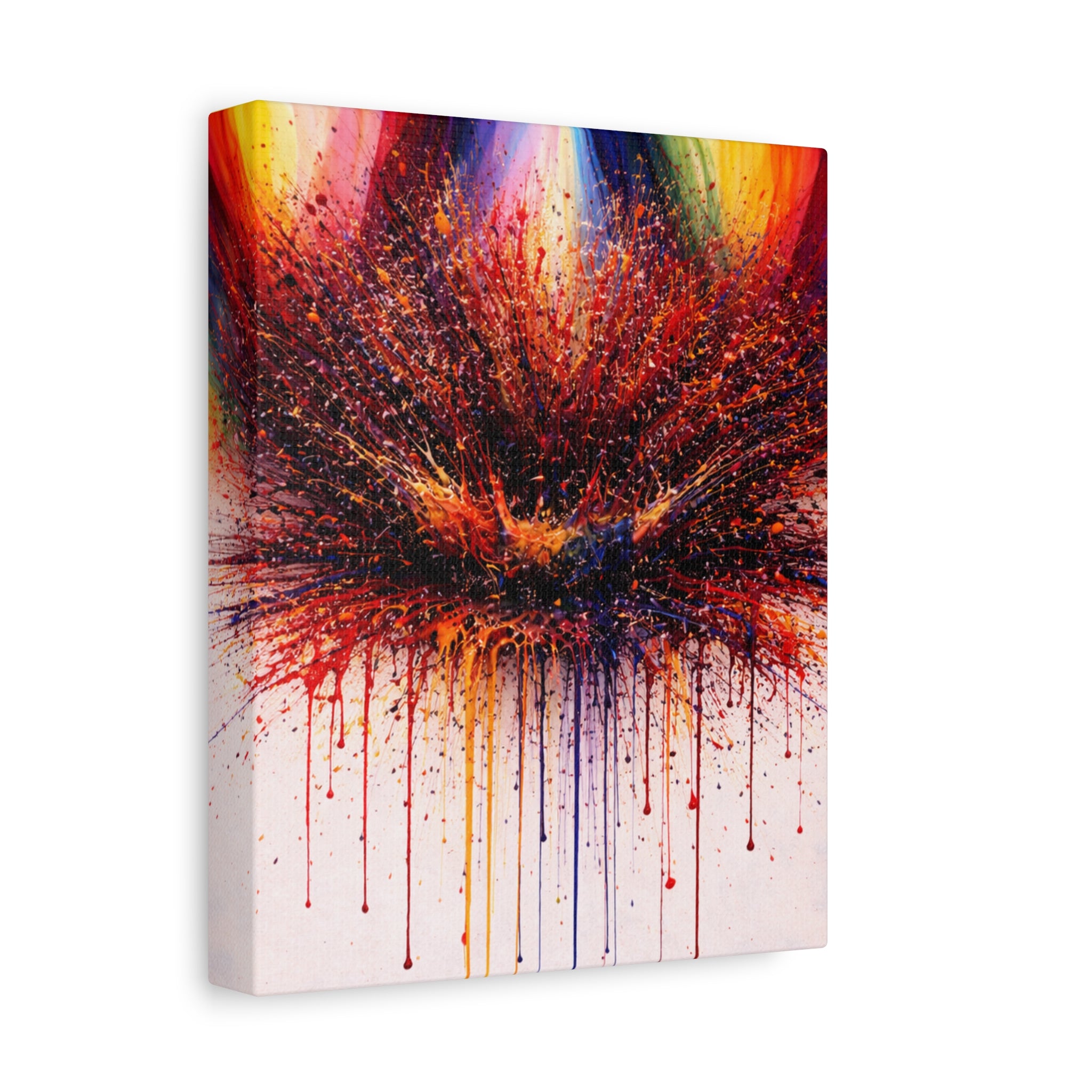 Matte Canvas | Rainbow Paint Explosion | Premium Abstract Art