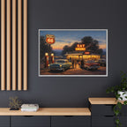 Framed Matte Canvas | Twilight on Route 66 | American Mid-Century Realism