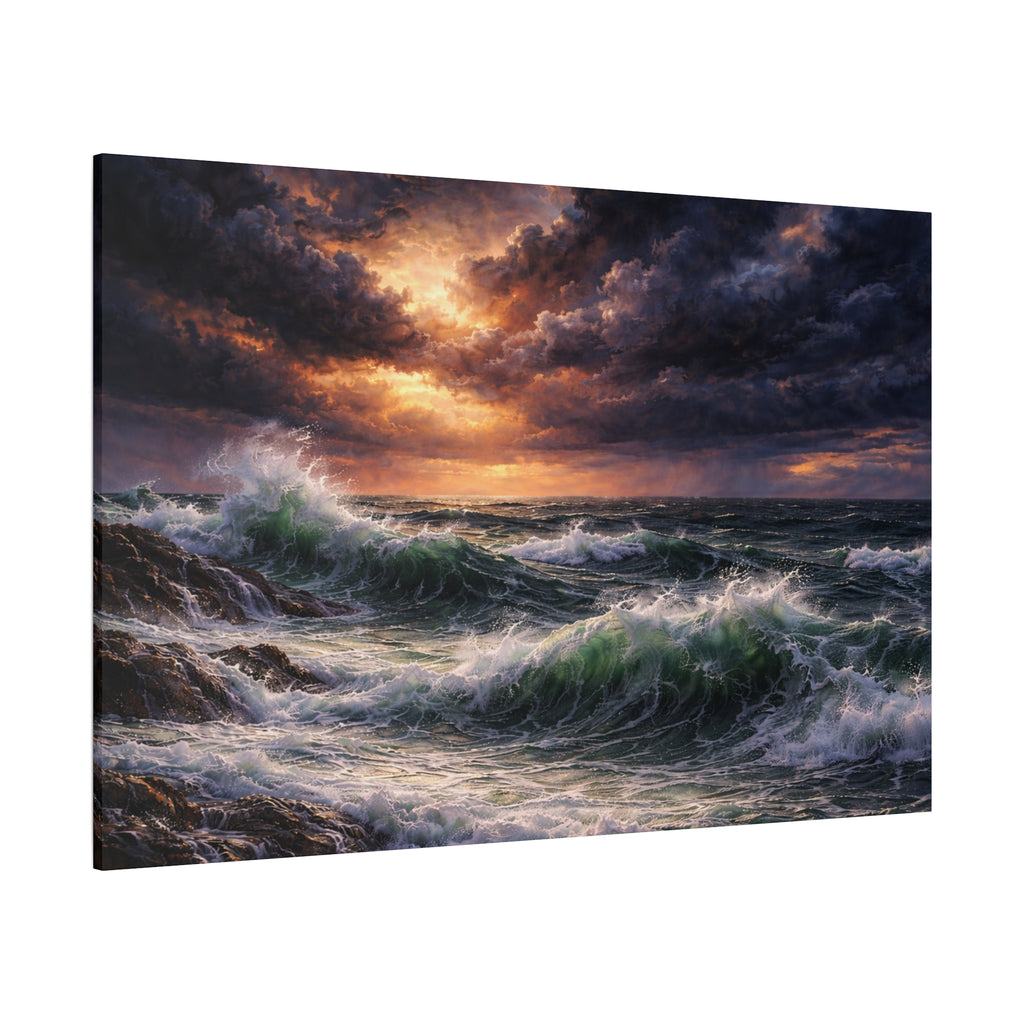 Stormy Sea Seascape Matte Canvas | Dramatic Ocean Wall Art
