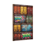 Stacked Shipping Containers with grafitti on canvas artwork
