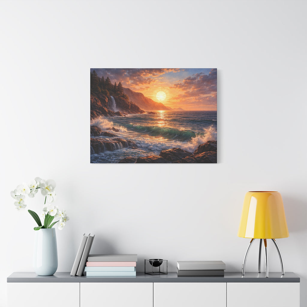 Sunset Ocean Seascape Matte Canvas | Coastal Wall Decor