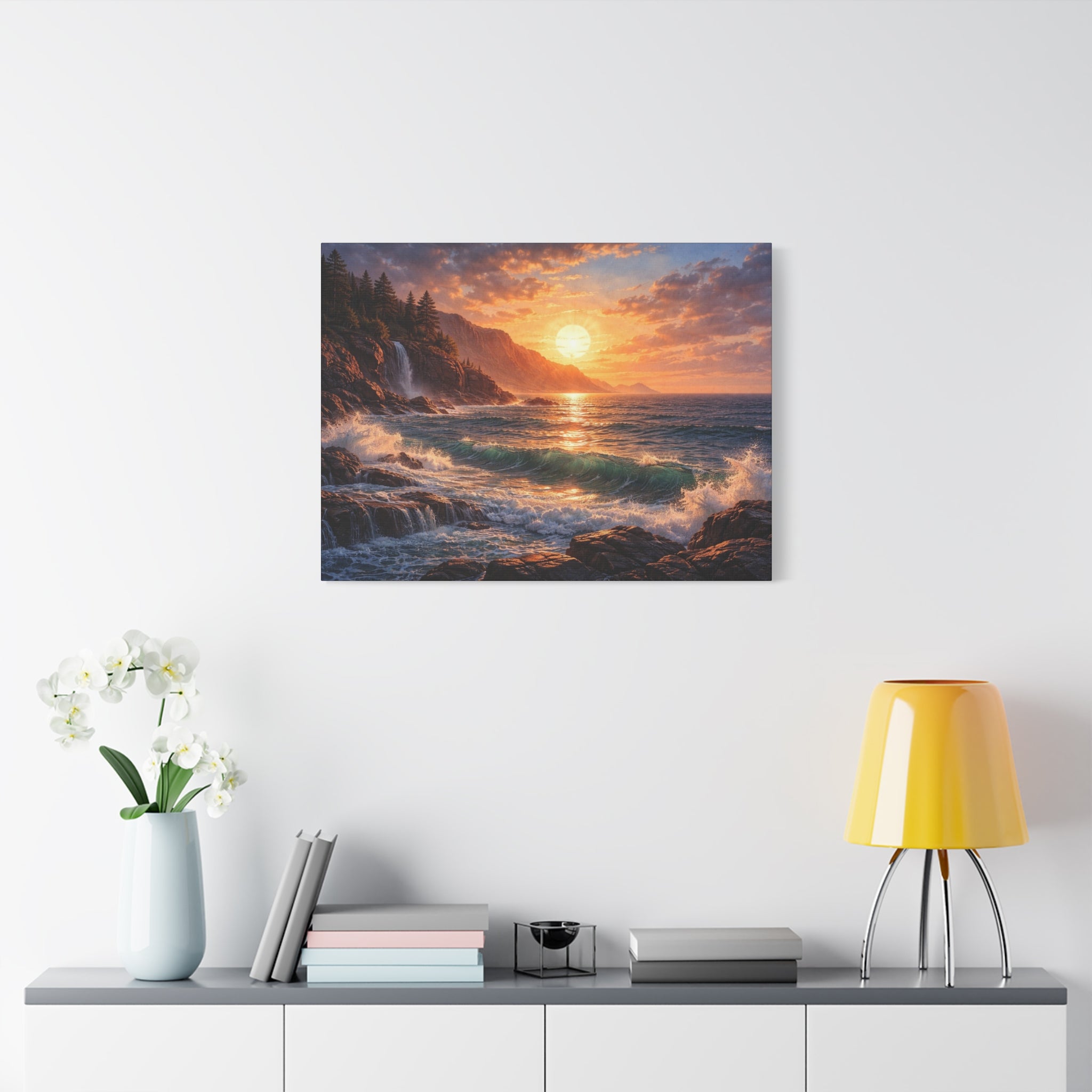 Sunset Ocean Seascape Matte Canvas | Coastal Wall Decor