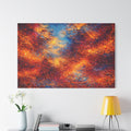 Abstract artwork with fiery colors. Rusts, Golds and Blues in Lanscape.