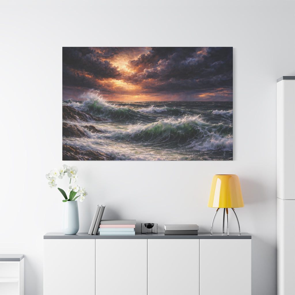 Stormy Sea Seascape Matte Canvas | Dramatic Ocean Wall Art