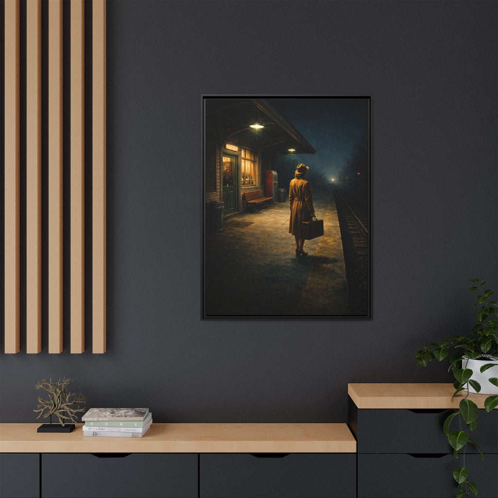 Canvas Framed | Vintage Noir Wall Art | Waiting at the train station