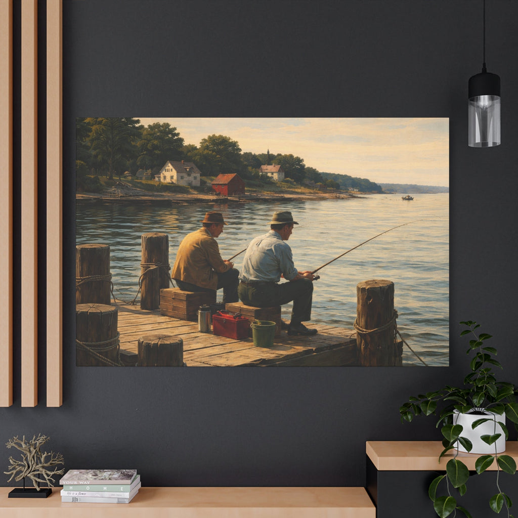Fishing at sunset on the pier | Quiet Friendship Homage to Hopper