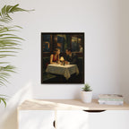 Framed Matte Canvas | Intimate evening in a dim restaurant | Edward Hopper Homage