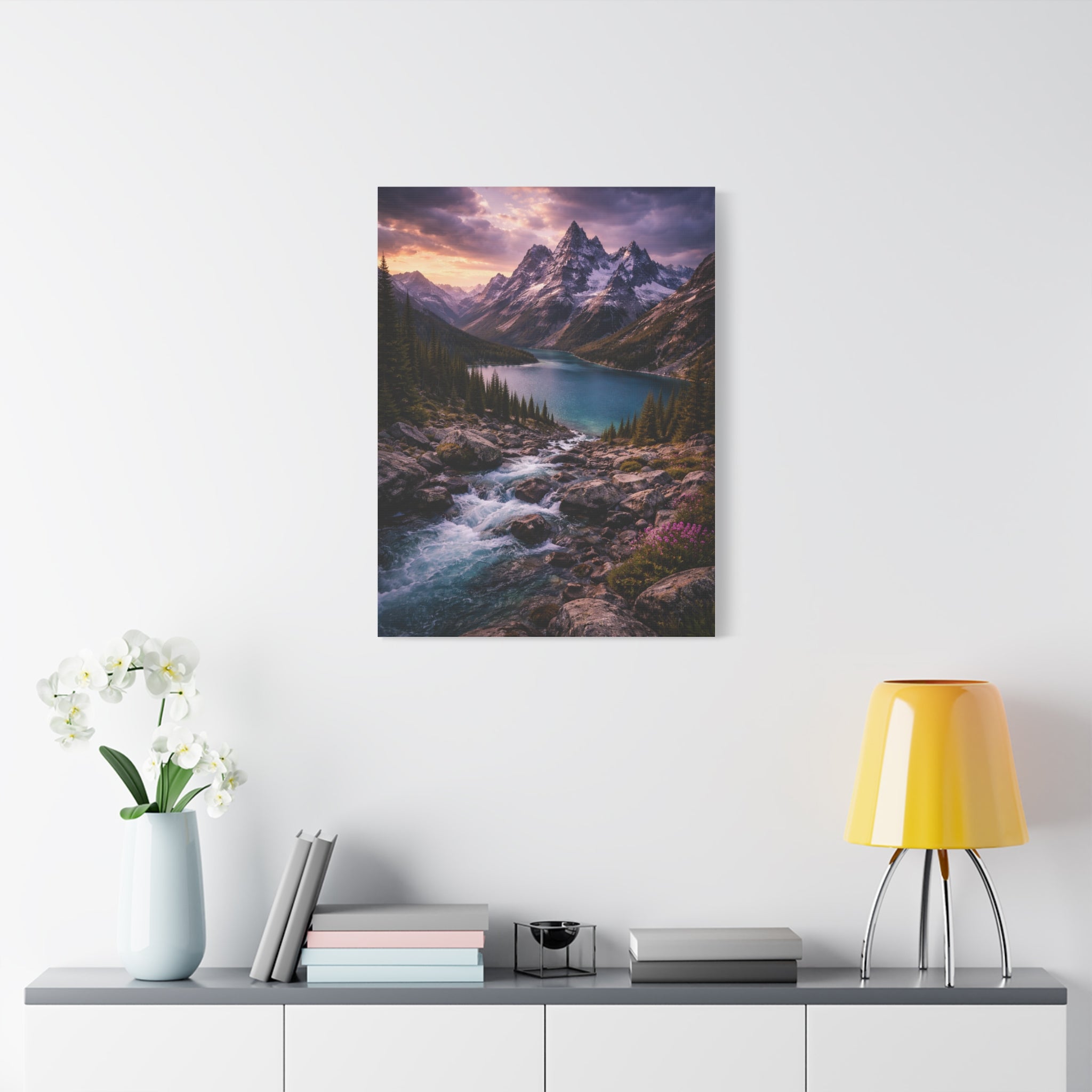 Storm Over Alpine Lake | Dramatic Mountain Canvas Wall Art
