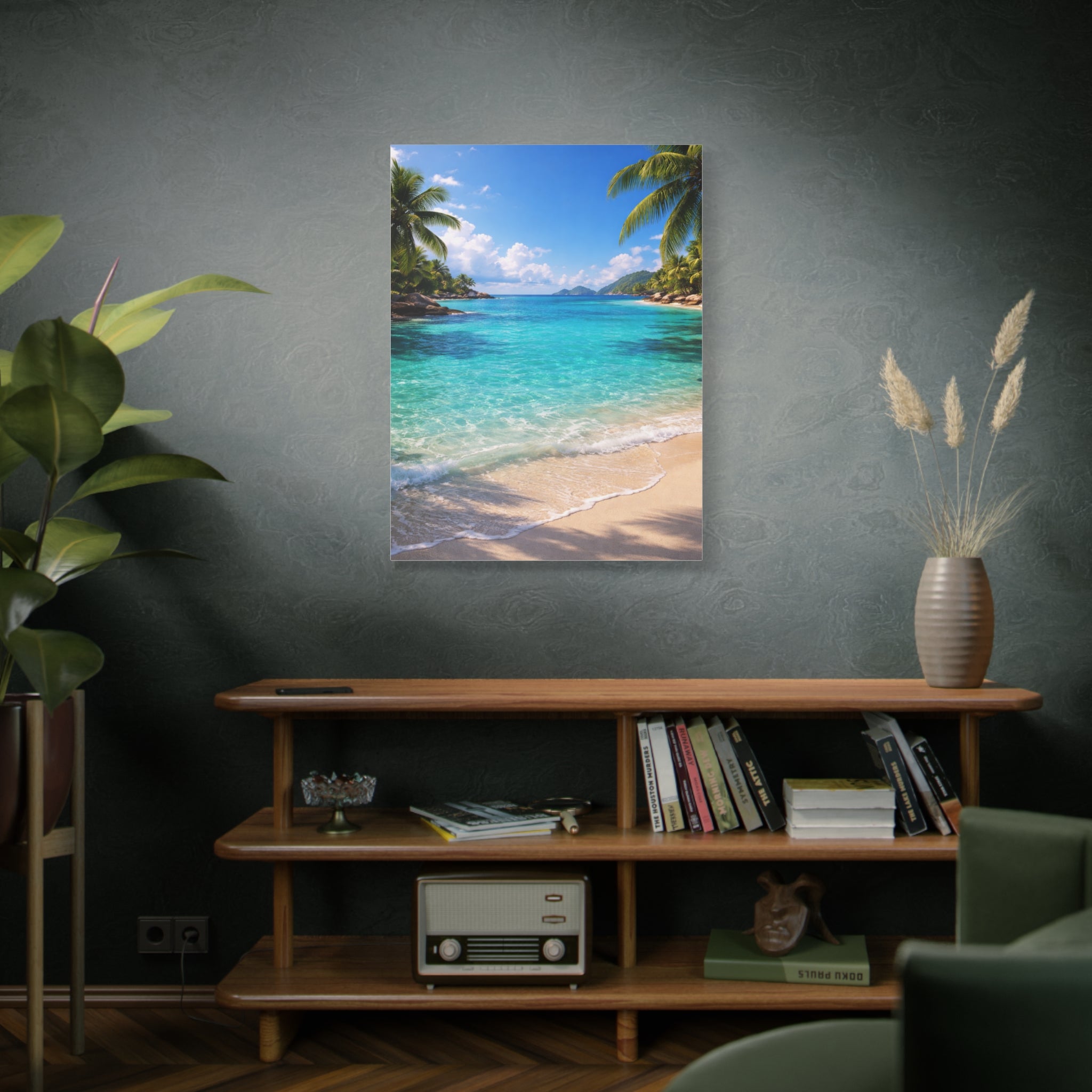 Tropical Turquoise Paradise | Canvas Wall Art | Seaside Palm Paradise