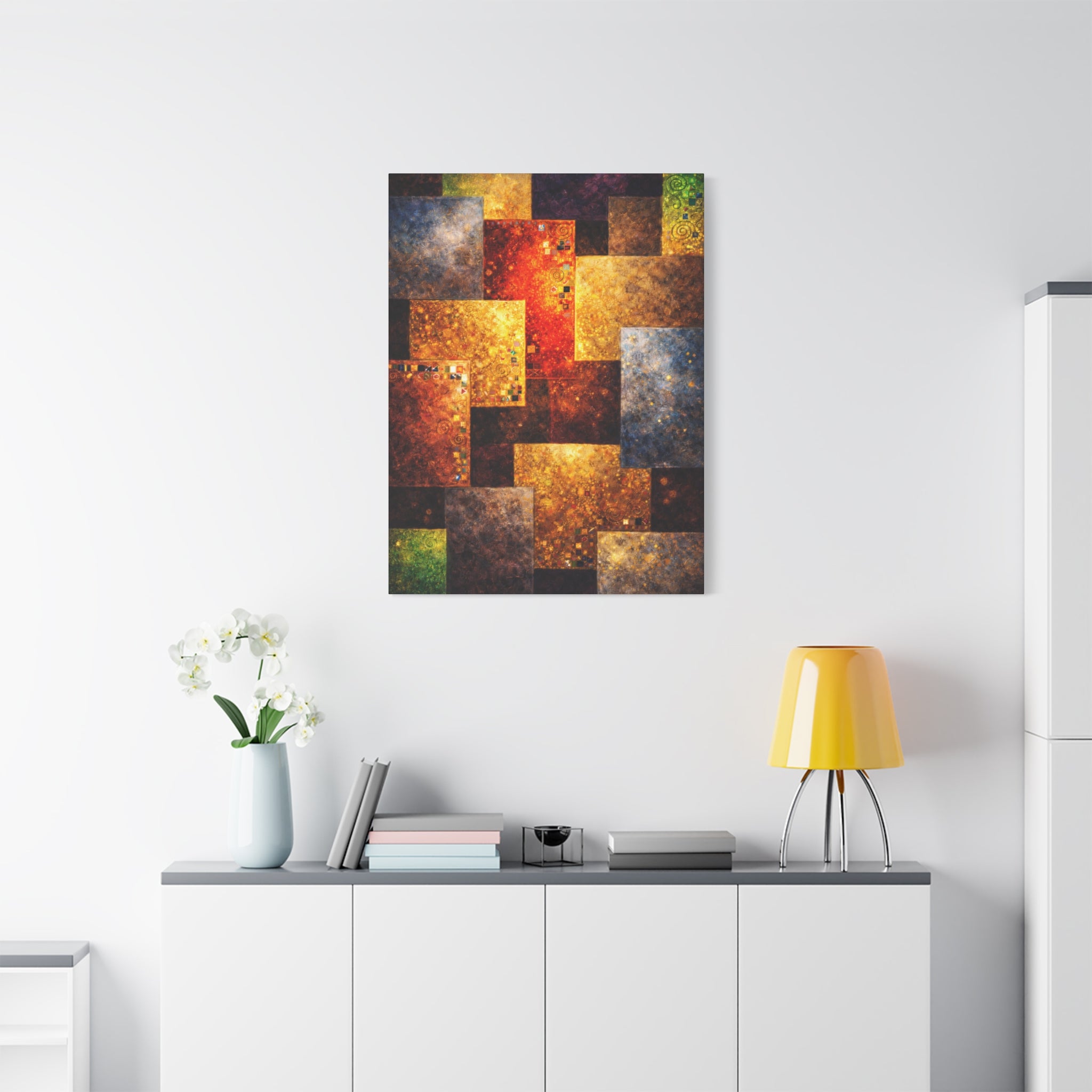 Golden Radiance Klimt-Inspired Mosaic | Abstract Wall Art | Modern statement piece with timeless Art Nouveau influence.