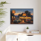 Framed Matte Canvas | Twilight on Route 66 | American Mid-Century Realism