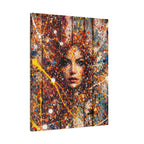 Matte Canvas | Abstract Splatter Portrait on distressed board.