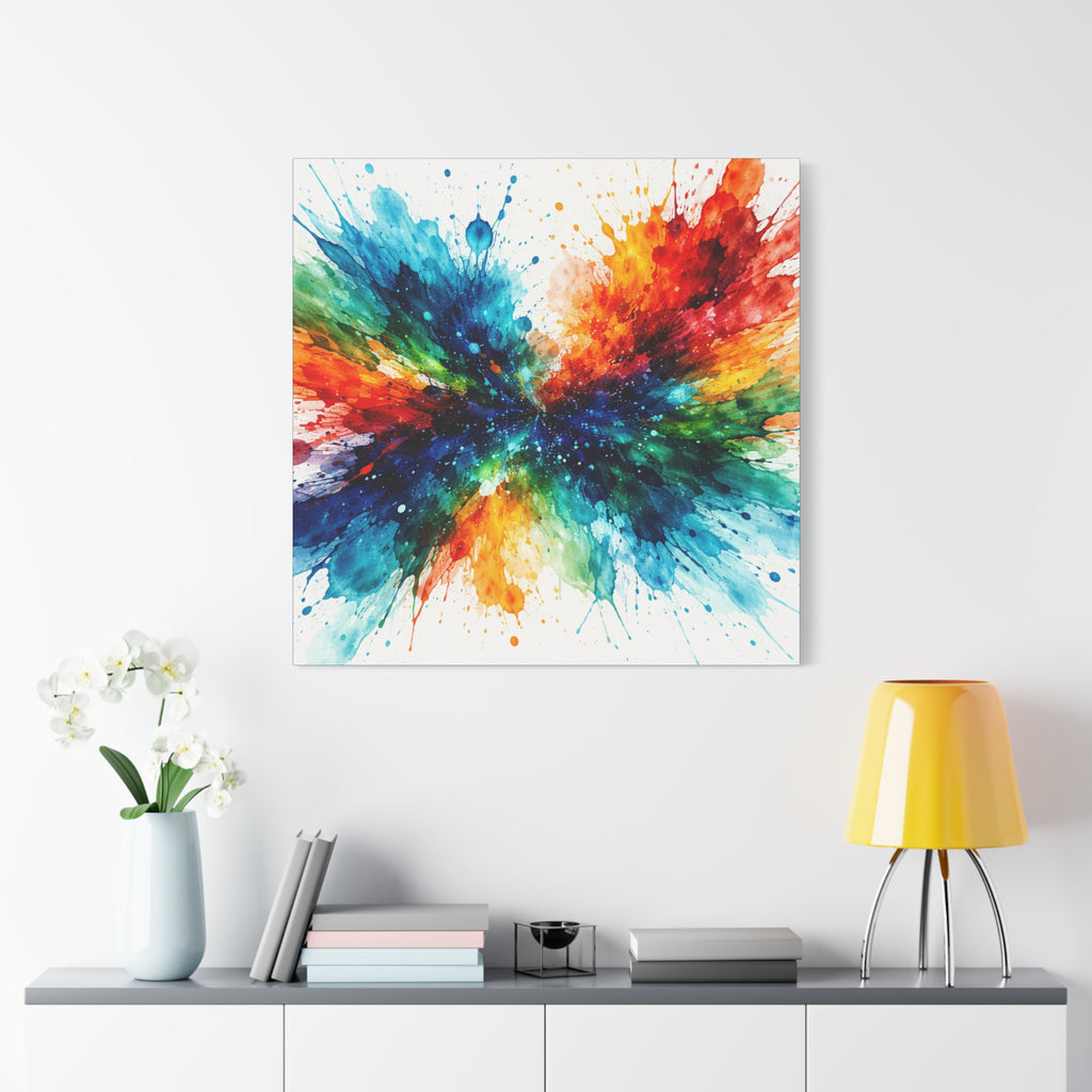 Blue Green Abstract Splash Canvas Art | Modern Square Wall Decor