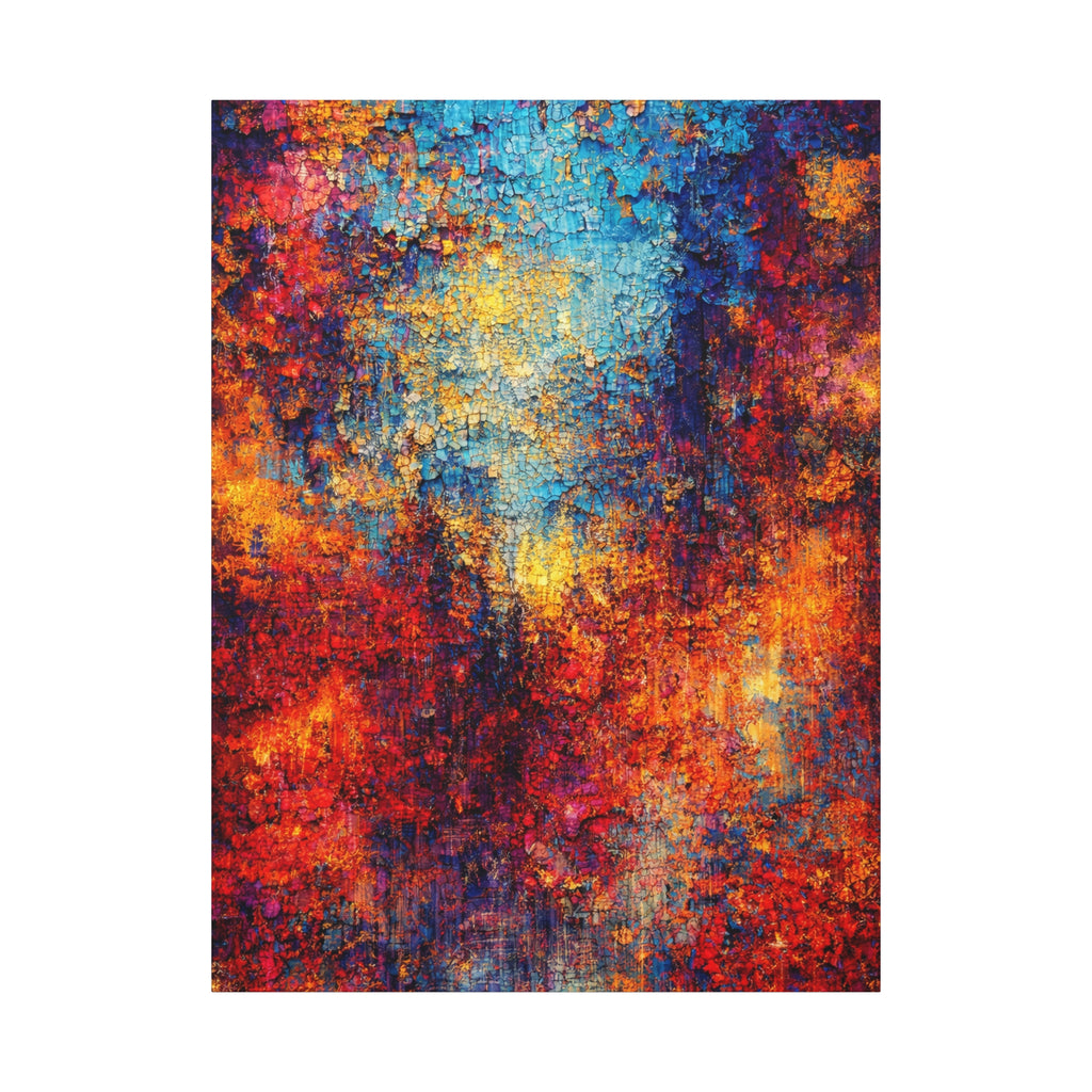 Matte Canvas | Gilded Horizon | Textured Blue, Gold & Copper Abstract Canvas.