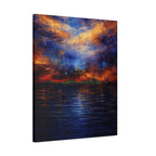 Abstract Sunset Canvas Art | Large Blue & Orange Seascape Wall Art | Modern Office | Living Room Statement | Textured Coastal Decor