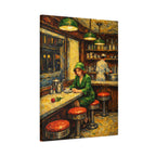 Woman at Diner Counter | Matte Canvas Stretched | Homage to Hopper and Van Gogh