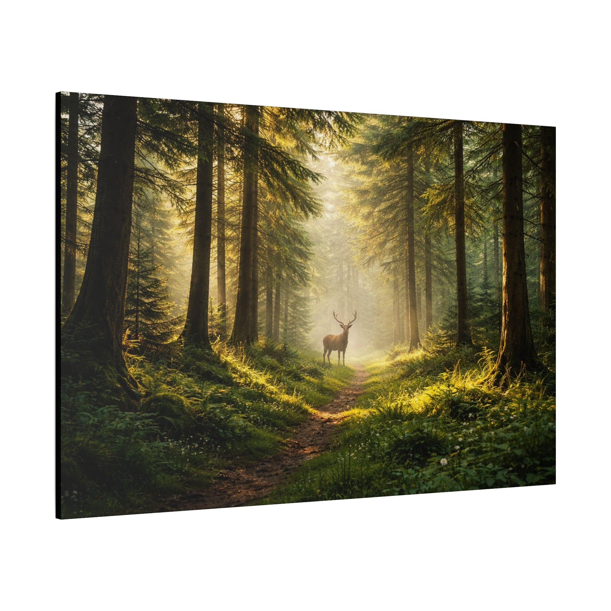 Golden Forest Stag | Mystical Woodland Wall Art
