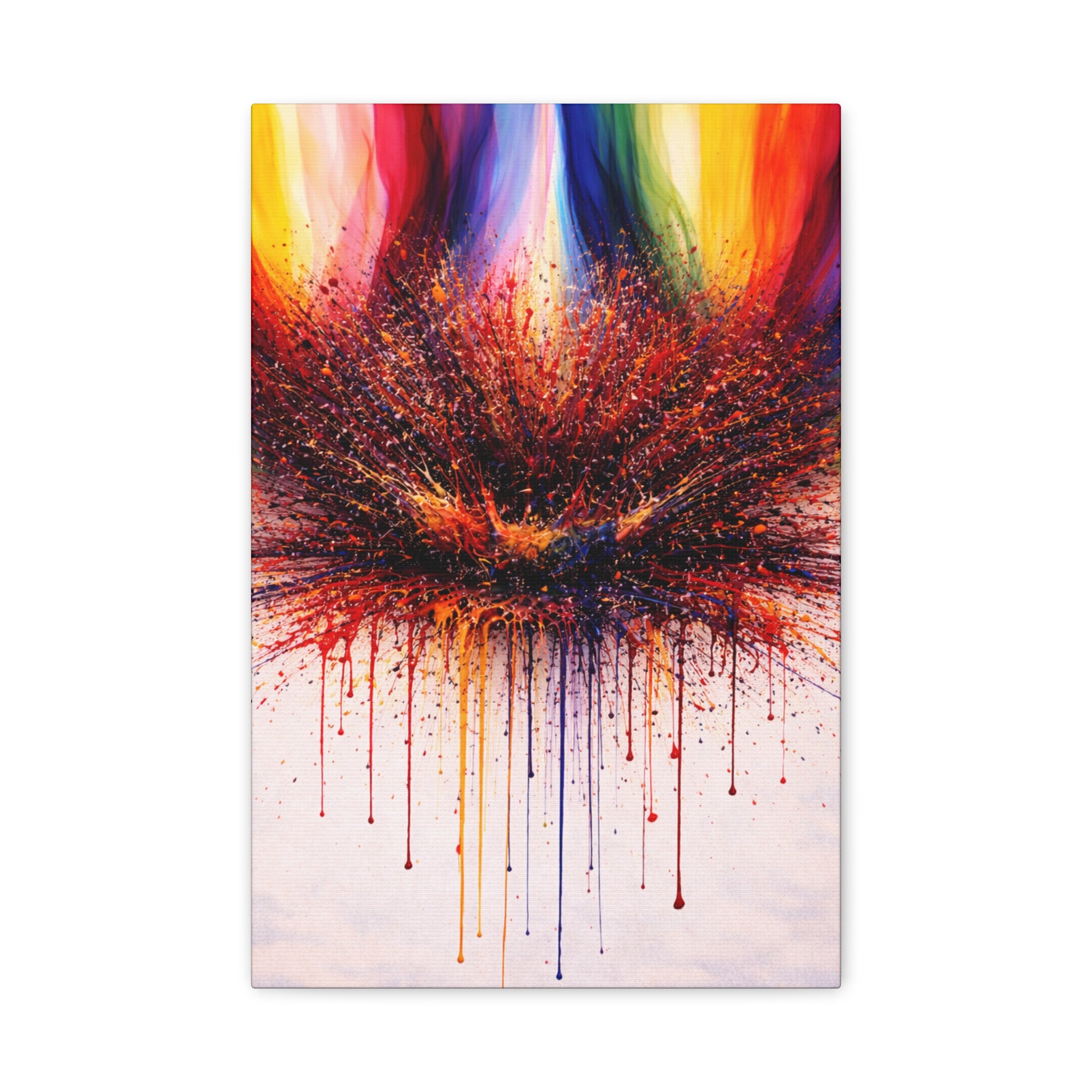 Matte Canvas | Rainbow Paint Explosion | Premium Abstract Art