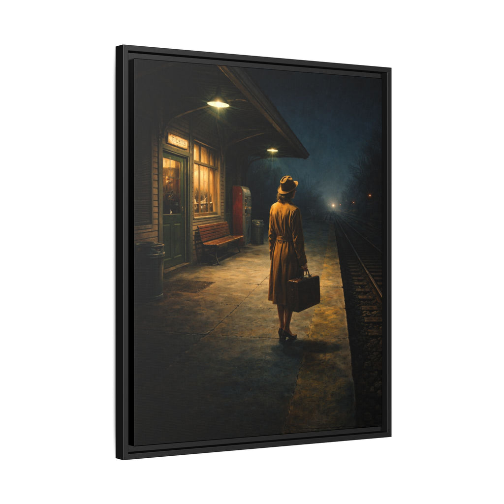 Canvas Framed | Vintage Noir Wall Art | Waiting at the train station