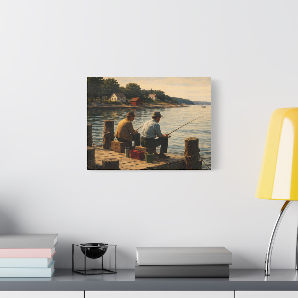 On Canvas | Fishing at sunset on the pier | Quiet Friendship