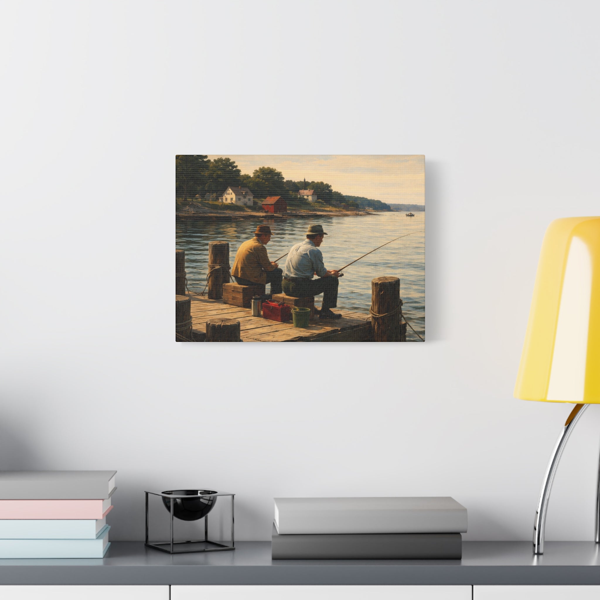 On Canvas | Fishing at sunset on the pier | Quiet Friendship