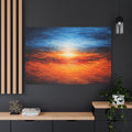 Abstract painting of a vibrant sunset Blue Horizon Fire | Abstract Expressionist Art