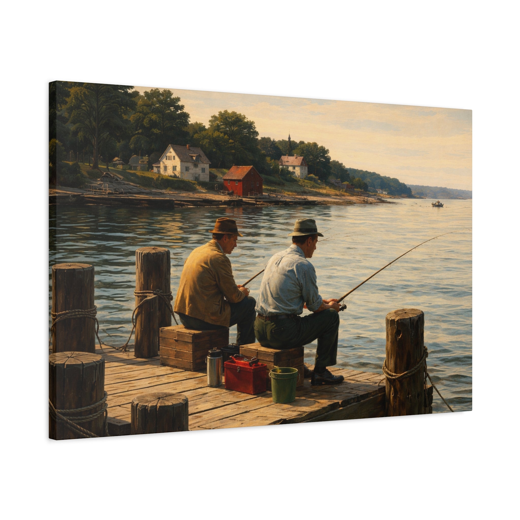 On Canvas | Fishing at sunset on the pier | Quiet Friendship