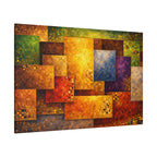 Abstract art piece with colorful geometric shapes on a white background