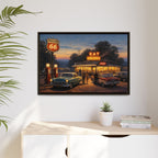 Framed Matte Canvas | Twilight on Route 66 | American Mid-Century Realism