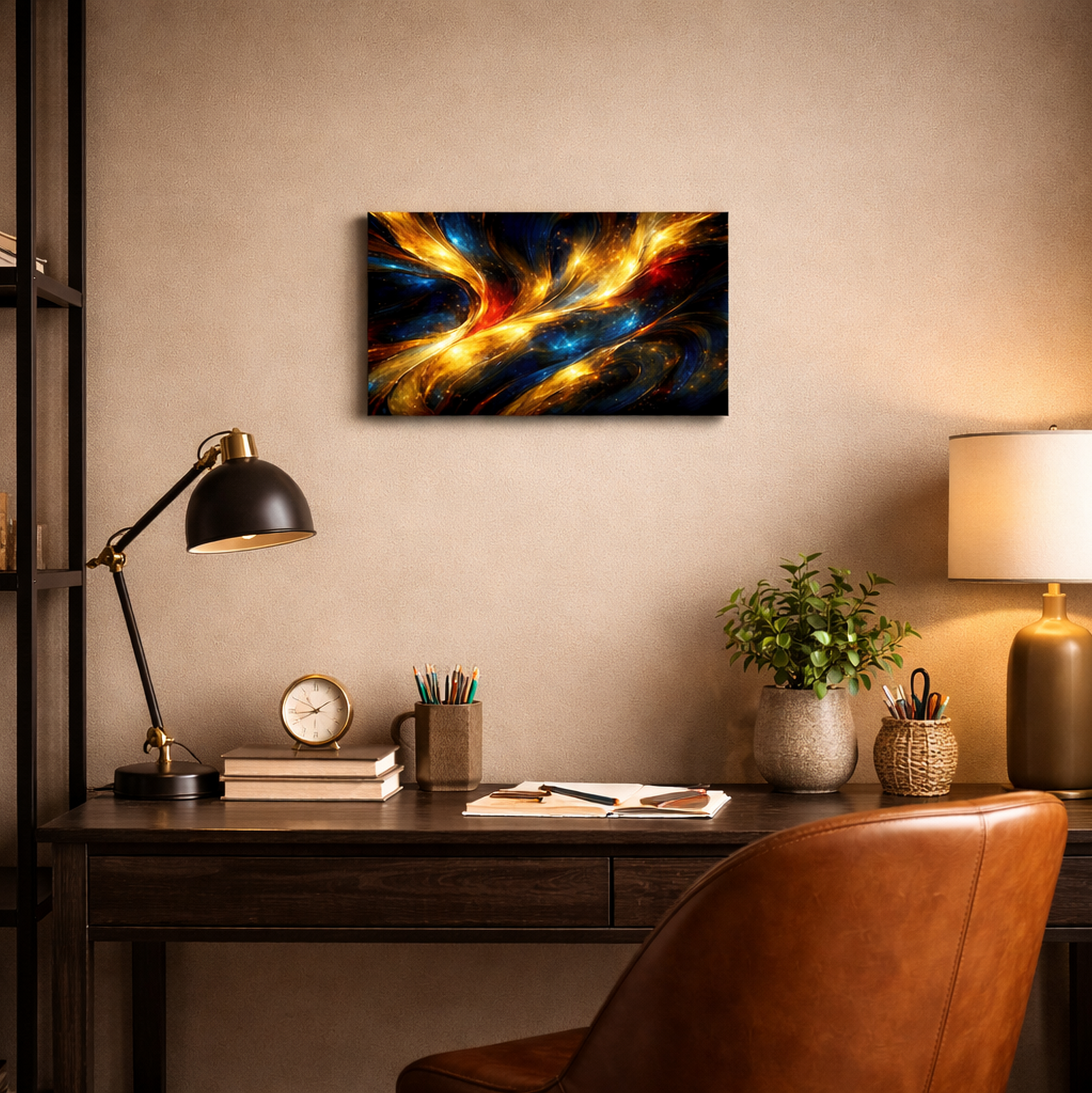 Abstract Cosmic Flames Canvas | Abstract Matte Canvas Wall Art | Modern Luxury Wall Decor