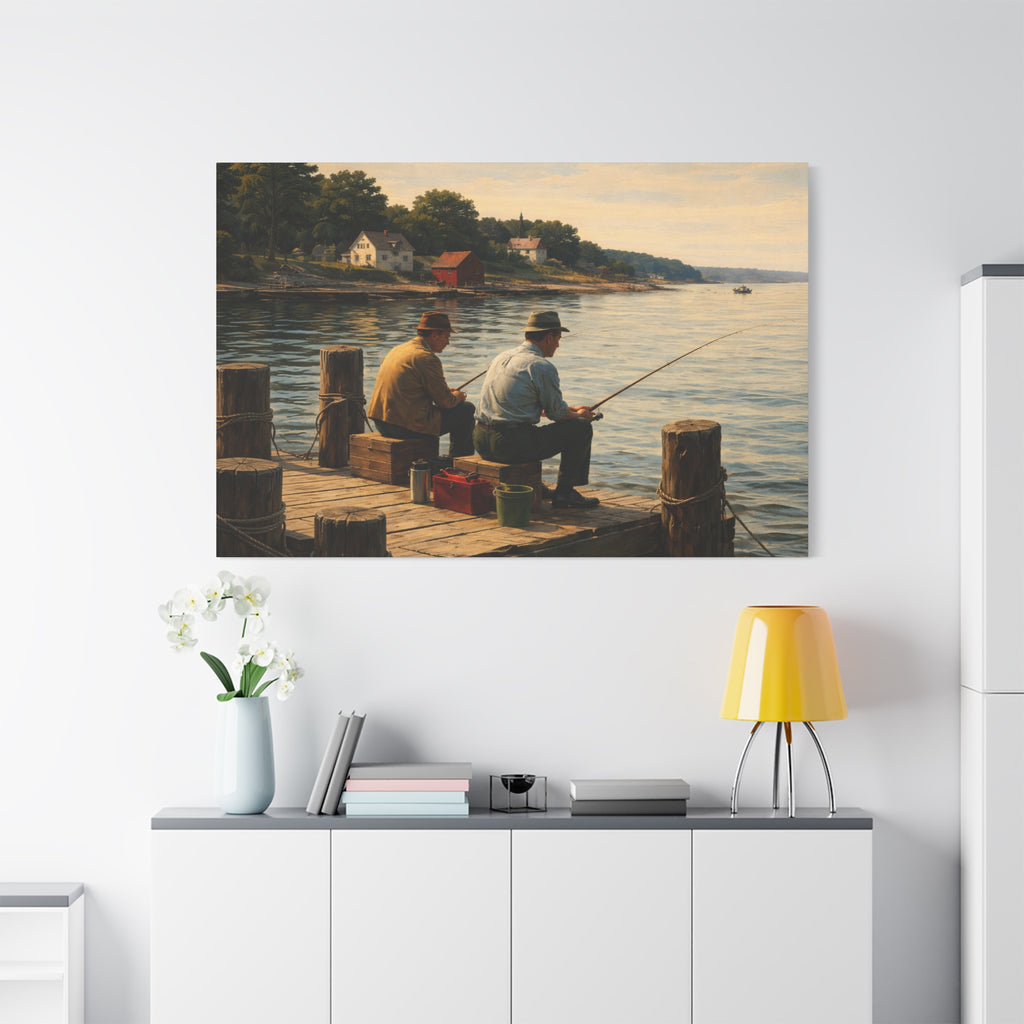 On Canvas | Fishing at sunset on the pier | Quiet Friendship
