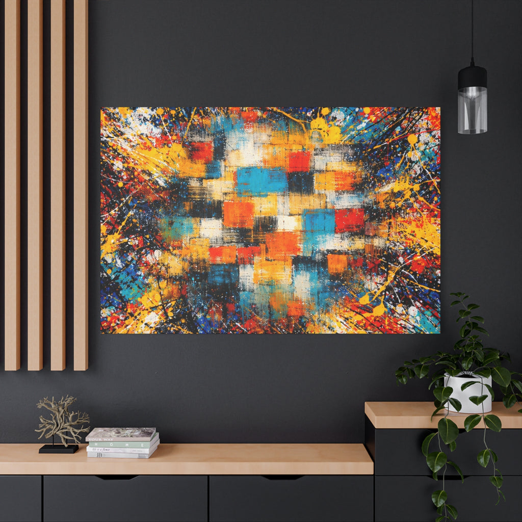 Pollok inspired Art Matte Canvas | Abstract Color Block Explosion