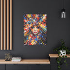 Canvas Inspired by Pollock | Colorful Abstract Womans Face  | Expressive Portrait