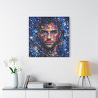 Abstract Splash Portrait Canvas | Vibrant Male Face Wall Art