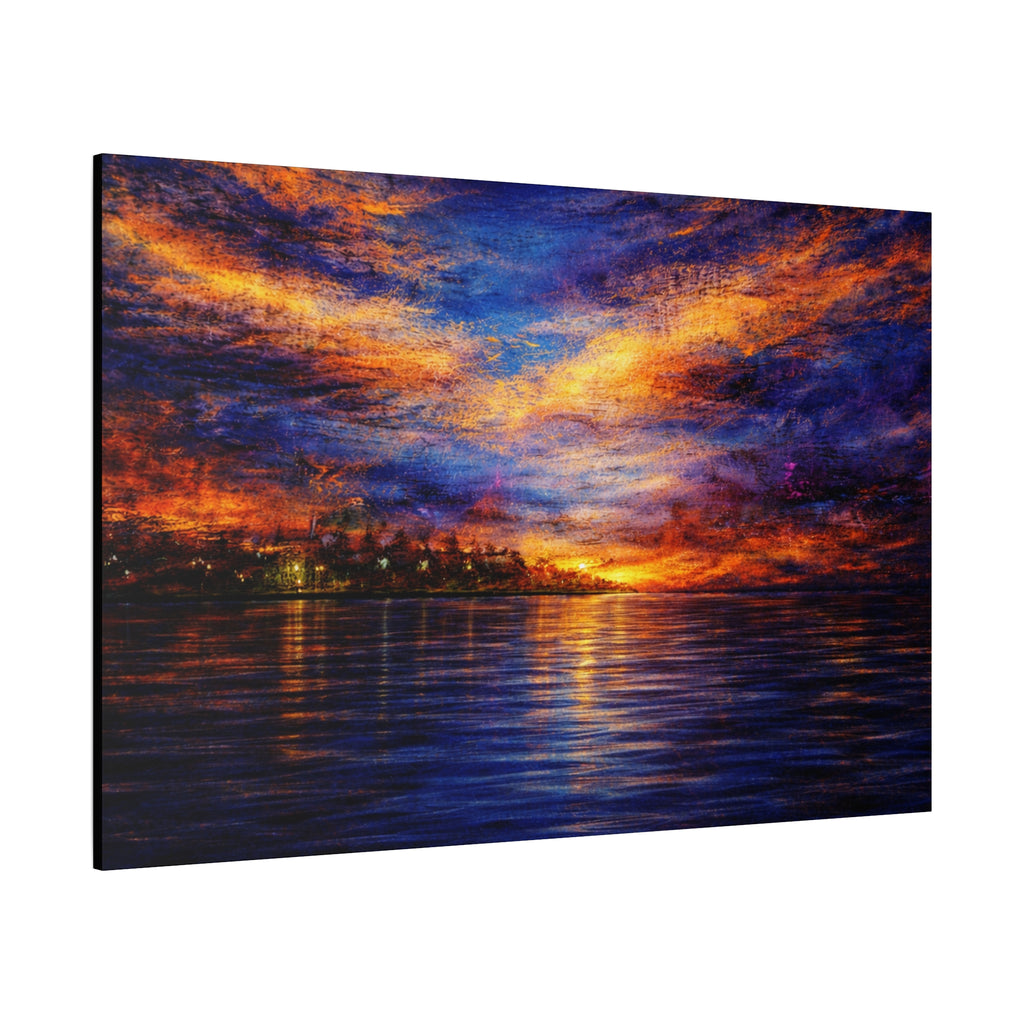 Canvas print of a sunset over water with vibrant colors
